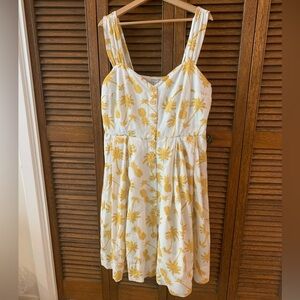 Emily and fin White and Yellow Pineapple Print Dress  XL
